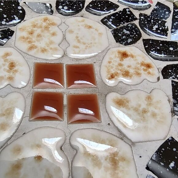 Vintage Mosaic Tile 6" Footed Bowl Handmade by PM Israel - Picture 3 of 8